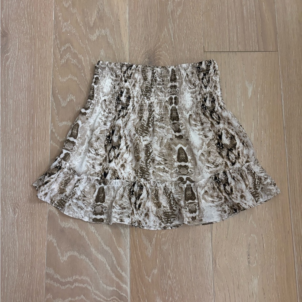Aqua Brown Snake Print Skirt